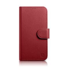 iCARER Usnjeno ohišje 2-v-1 s prevleko Flip Cover iPhone 14 Plus Anti-RFID Wallet Case Red