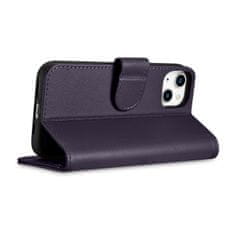 iCARER 2v1 usnjen ovitek s flip pokrovom iPhone 14 Plus Anti-RFID Wallet Case temno vijolična