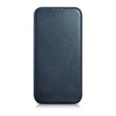 iCARER ce oil wax premium leather folio case iphone 14 magnetna preklopna torbica magsafe modra (aki14220705-bu)
