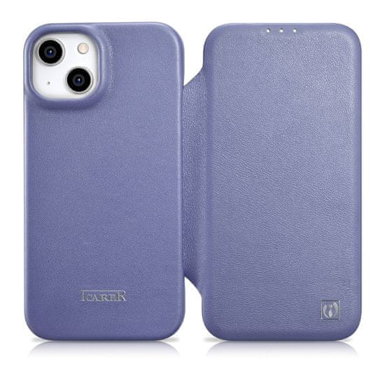 iCARER Usnjeni ovitek za iPhone 14 z magnetno zaklopko MagSafe CE Premium Leather svetlo vijolične barve