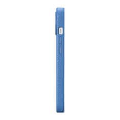 iCARER Usnjeni magnetni etui za iPhone 14 Plus z MagSafe Litchi Premium Leather Case blue
