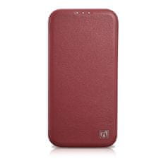 iCARER ce premium leather folio case iphone 14 magnetna preklopna torbica magsafe rdeča (wmi14220713-rd)