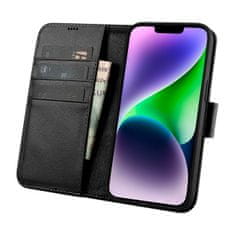 iCARER Usnjeno ohišje 2-v-1 s prevleko Flip Cover iPhone 14 Plus Anti-RFID Wallet Case Black