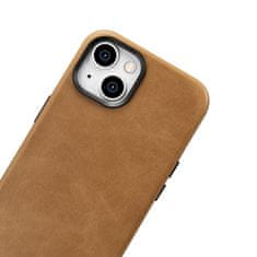 iCARER Usnjeni magnetni etui za iPhone 14 z MagSafe Oil Wax Premium Leather Case svetlo rjave barve