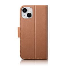 iCARER 2v1 usnjen ovitek s flip pokrovom iPhone 14 Anti-RFID Wallet Case brown