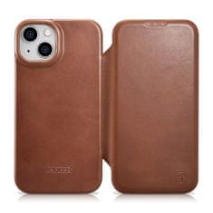 iCARER ce oil wax premium leather folio case iphone 14 magnetna preklopna torbica magsafe rjava (aki14220705-bn)