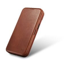 iCARER Usnjeni ovitek za iPhone 14 z magnetno zaklopko MagSafe CE Oil Wax Premium Leather rjav