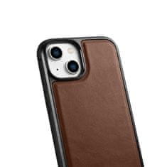 iCARER Ohišje iz pravega usnja za iPhone 14 Leather Oil Wax dark brown