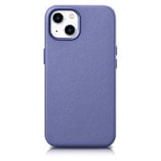 iCARER Ohišje iz naravnega usnja za iPhone 14 Plus MagSafe Case Leather light purple