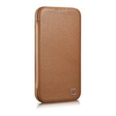 iCARER Usnjeni ovitek za iPhone 14 z magnetno zaklopko MagSafe CE Premium Leather svetlo rjav