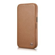 iCARER Usnjeni ovitek za iPhone 14 Plus z magnetno zaklopko MagSafe CE Premium Leather svetlo rjav