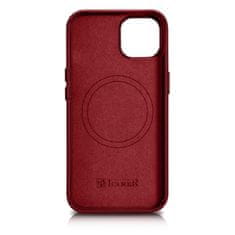iCARER Ohišje iz naravnega usnja za iPhone 14 Plus MagSafe Case Leather red