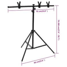 Vidaxl Stojalo za ozadje v obliki črke T črno 91x60x(70-200) cm