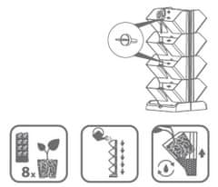 Kaxl Set visečih vertikalnih cvetličnih lončkov, 8 kos MINI CASCADE IO1W200-S433