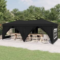 Vidaxl Zložljiv vrtni šotor s stranicami črn 3x6 m