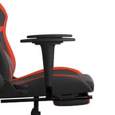 Vidaxl Gaming stol z oporo za noge črno in rdeče umetno usnje