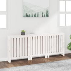 shumee vidaXL Pokrov za radiator bela 210x21x85 cm trdna borovina