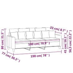 Vidaxl Trosed svetlo siv 180 cm blago