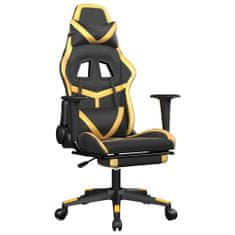 Vidaxl Gaming stol z oporo za noge črno in zlato umetno usnje