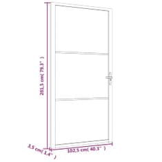 Vidaxl Notranja vrata 102,5x201,5 cm črno mat steklo in aluminij
