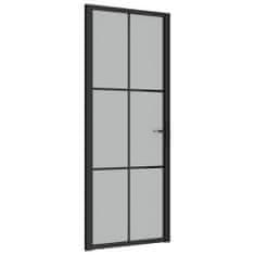 Vidaxl Notranja vrata 76x201,5 cm črno mat steklo in aluminij