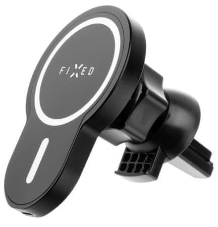 FIXED MagClick nosilec za brezžično polnjenje s podporo za namestitev MagSafe, 15 W, FIXMCLI-BK črna prezračevalna rešetka avto