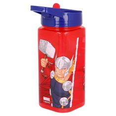 Stor Plastična kvadratna steklenica z izvlečno slamico AVENGERS, Tritan 530ml, 57714