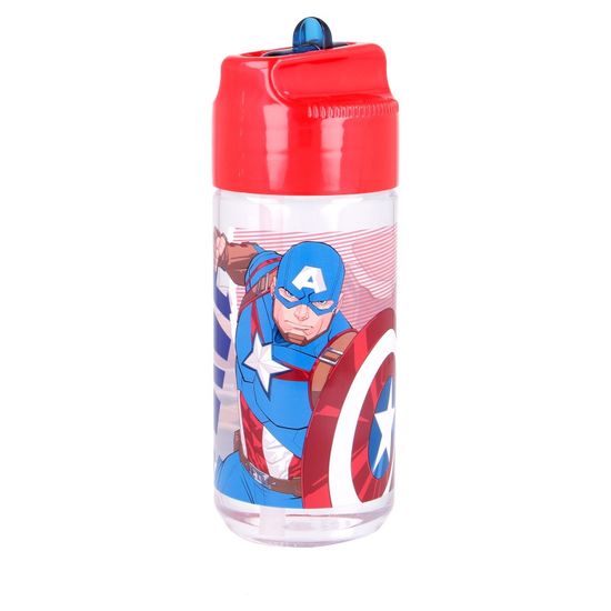 Stor Plastična steklenica z izvlečno slamico AVENGERS, Transparent Tritan, 430ml, 57736