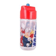 Stor Plastična steklenica z izvlečno slamico AVENGERS, Transparent Tritan, 430ml, 57736