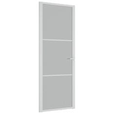 Vidaxl Notranja vrata 76x201,5 cm Bela mat steklo in aluminij