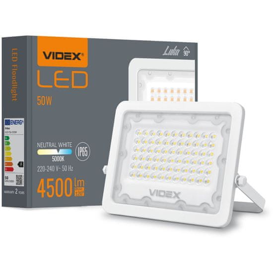 VIDEX Reflektor LED svetilka 50W 4500lm 5000K IP65 bela LUCA