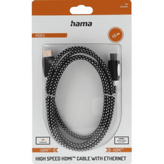 Hama Kabel HDMI 4K, 1,5 m, pozlačen, pleten, blister/zaslon