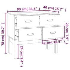 Vidaxl Konzolna omarica bela 90x40x78 cm trdna borovina