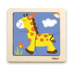 Viga Lesena sestavljanka za otroke 4 deli Žirafa