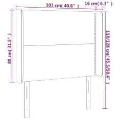 Vidaxl LED posteljno vzglavje črno 103x16x118/128 cm blago