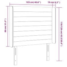 Vidaxl LED posteljno vzglavje črno 103x16x118/128 cm blago