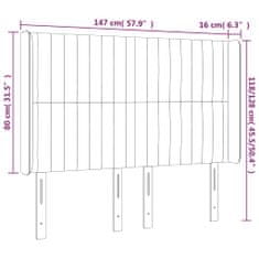 Vidaxl LED posteljno vzglavje taupe 147x16x118/128 cm blago