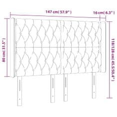 Vidaxl LED posteljno vzglavje črno 147x16x118/128 cm blago