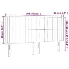 Vidaxl LED posteljno vzglavje črno 203x16x118/128 cm žamet