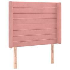 Vidaxl Box spring postelja z vzmetnico LED roza 90x200 cm žamet