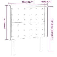 Vidaxl LED posteljno vzglavje črno 83x16x118/128 cm blago