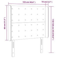 Vidaxl LED posteljno vzglavje modro 103x16x118/128 cm blago