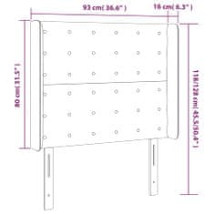 Vidaxl LED posteljno vzglavje taupe 93x16x118/128 cm blago