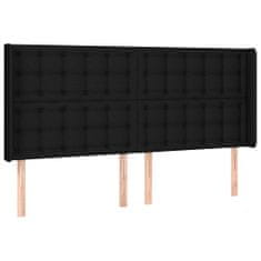 Vidaxl LED posteljno vzglavje črno 203x16x118/128 cm blago