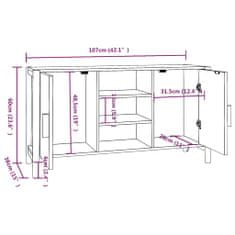 Vidaxl Komoda bela 107x38x60 cm inženirski les