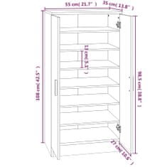 Vidaxl Omarica za čevlje visok sijaj bela 55x35x108 cm inženirski les
