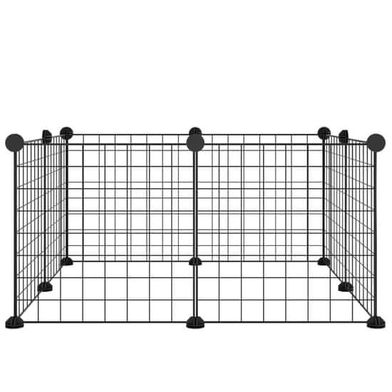 Vidaxl Ograda za hišne ljubljenčke z 8 paneli črna 35x35 cm jeklo