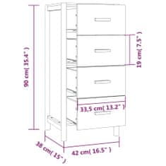 Vidaxl Visoka omara bela 42x38x90 cm inženirski les