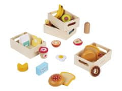 eliNeli Lesena hrana, sadje in zelenjava v škatli, komplet 4 kosov