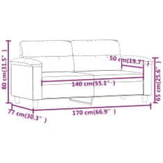 Vidaxl Dvosed siv 140 cm umetno usnje